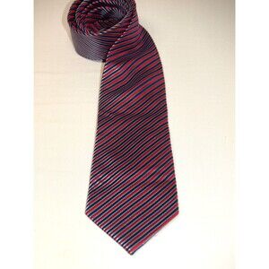 Y & G Fashion of The Moment Vintage Men's Tie 100% Silk Red & Blue Striped Tie